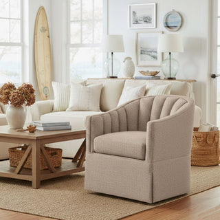 Solitude - Skirted Swivel Accent Chair With Hemp Like