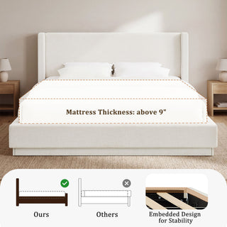 Noir - Upholstered Platform Bed With Wingback Headboard
