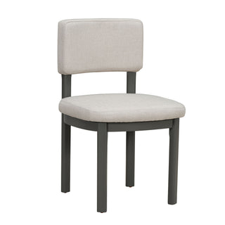 Dining Table Set With 6 Upholstered Chairs, Rectangular Table With Cutout Legs