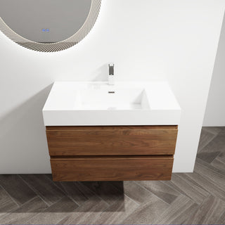 Wall Mounted Bathroom Vanity And Sink, 2 Soft Close Drawers