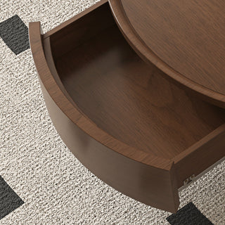 Round Coffee Table With Storage Drawer And Ball Feet - Walnut / Black