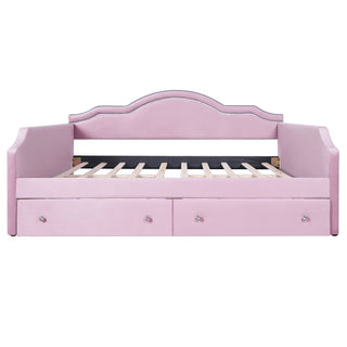 Upholstered Daybed With LED Lights And 2 Drawersme