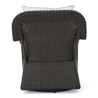 Amaya - Outdoor Swivel Rocker Chair With Water Resistant Cushions - Brown / Beige