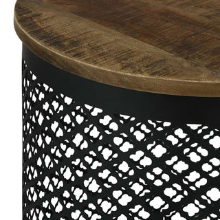Drum Base Accent Table - Brown