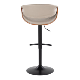 Symphony - Mid Century Modern Adjustable Barstool With Swivel With Rounded T Footrest (Set of 2)