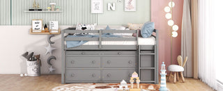 Loft Bed With Retractable Writing Desk And 4 Drawers, With Lateral Portable Desk And Shelves