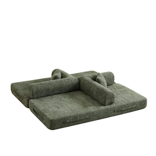 Convertible Sleeper Sofa Bed With Cylindrical Pillow