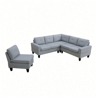 Modular L - Shaped Sectional Sofa 6 Seater 4 Piece Couch With Chaise