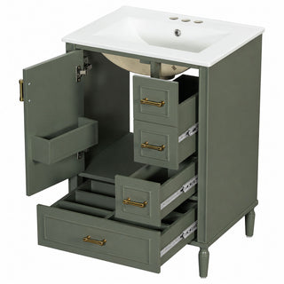 Modern Bathroom Vanity With Sink, Soft Close Doors, 3 Drawers