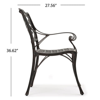 Patio Cast Aluminum Outdoor Dining Chairs (Set of 2) - Bronze
