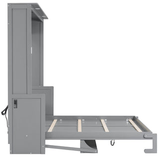 Murphy Bed With Desk, LED Lights & USB Charging Station