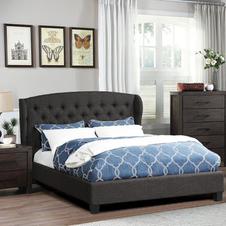 Bed With Adjustable Button Tufted Headboard