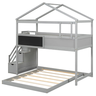 House Style Bunk Bed With Storage Staircase And board