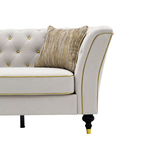 3 Person Sofa With Deep Seat, Tufted Backrest