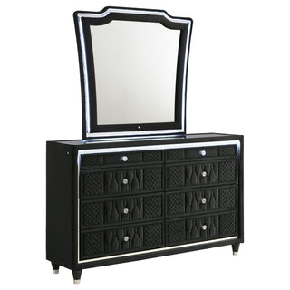 Mika - 8 Drawer LED Dresser With Mirror - Black