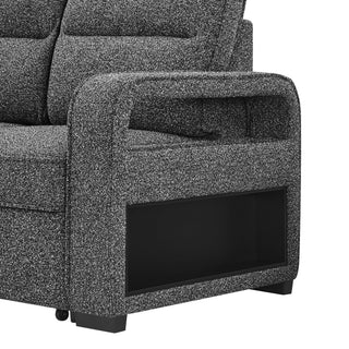 Mitchell - Reversible Sofabed With Storage Chaise, USB And Cup Holders - Dark Gray