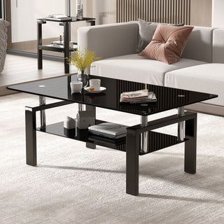 Tempered Glass Table With Storage