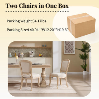 Dining Chairs Upholstered With Fan Shaped Back (Set of 2) - Beige