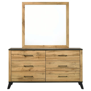 Georgina - 6 Drawer Dresser With Mirror - Natural Wood