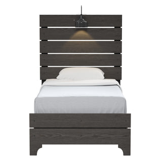 Twin Bed With Integrated Lights - Brown