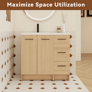 Wall Mounted Floating Bathroom Vanity With Sink, Door & Drawers Modular Cabinet