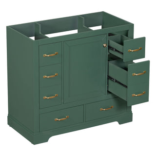 Modern Bathroom Vanity Base Only, 6 Drawer Storage With Adjustable Shelf