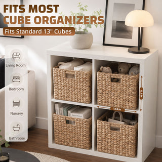 Folding Storage Baskets, Hand Cube Baskets With Cutout Handles Shelf Organizer, Toy Storage, Closet Storage (Set of 2) - Light Brown