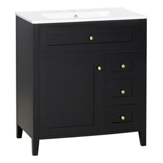 Bathroom Vanity With Sink, 3 Drawers And Adjustable Shelf