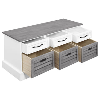 3 Drawer Storage Bench With Removable Baskets - Gray