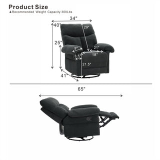 Swivel Rocker Recliner Chair With Manual Recline For Living Room
