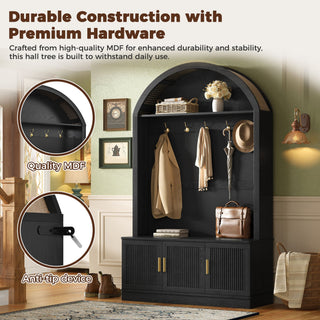 Arched Top Hall Tree With 5 Hooks