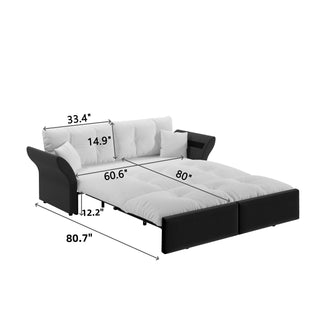 Queen Pull Out, 3 In 1 Convertible Sleeper Tufted Sofa & 2 Soft Pillows