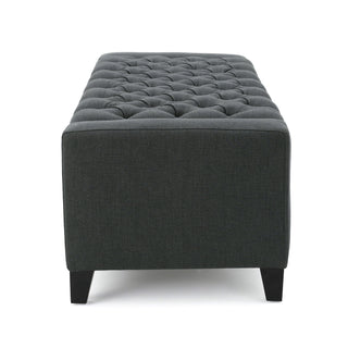 Contemporary Storage Ottoman With Tufted Top - Dark Gray