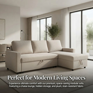 L - Shaped Convertible Sofa Bed With Storage Chaise