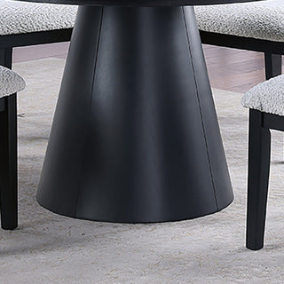 5 Piece Round Dining Set With With Chairs - Black / White