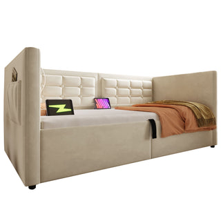 Upholstered Daybed With Hydraulic Storage And USB / Type - C Charging