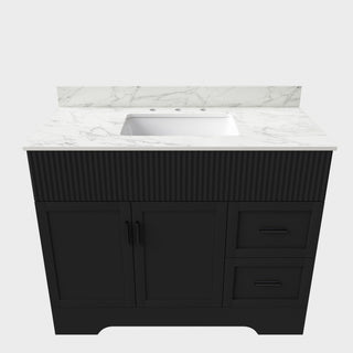 Bathroom Vanity Set, Soft Close Doors & Drawers, 3 Faucet Holes, Sink Included - Black