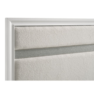 Panel Bed With Padded Headboard And Glittering Accent Stripes
