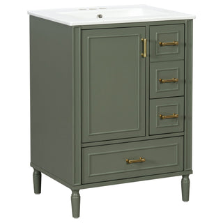 Modern Bathroom Vanity With Sink, Soft Close Doors, 3 Drawers