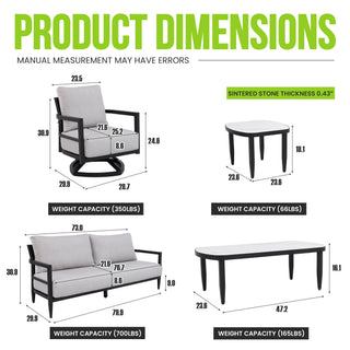 Outdoor Conversation Set With Chairs, Bench Sofa, Tables, Sunbrella Cushions