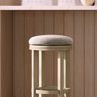 Backless Swivel Stool With Upholstered Seat