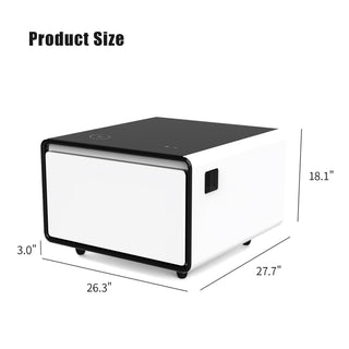 Modern Smart Side Table With Built-In Fridge, Wireless Charging, Temperature Control, Power Socket, USB Ports, Outlet Protection, Induction Light