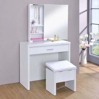 Walsh - Makeup Vanity Table With Mirror And Stool - White