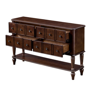 Console Table, Entryway Sofa Table With 4 Storage Drawers And Open Shelf - Espresso