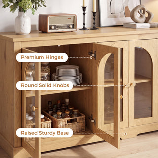 Modern Arched Glass Sideboard With 6 Doors, Buffet Cabinet With Storage And Adjustable Shelves