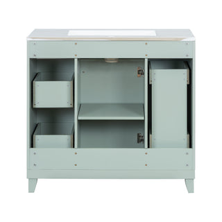 Bathroom Vanity With Ceramic Sink, Soft Close Doors, Adjustable Shelves