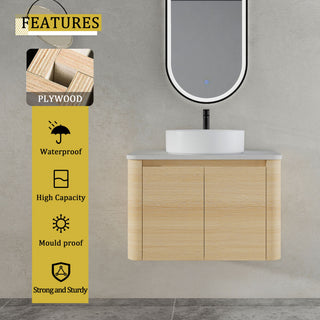Mounted Bathroom Vanity With Art Sink & 2 Soft Close Doors