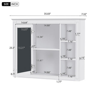 Bathroom Vanity With Mirror Cabinet, Single Sink With 2 Soft Closing Doors And 4 Drawers