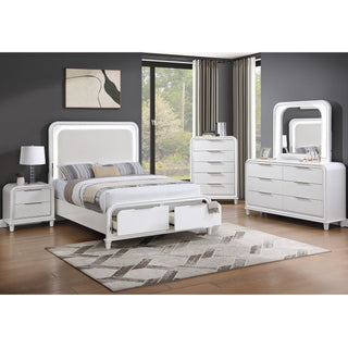 Bed With LED Lights Panel Headboard And Footboard Frame