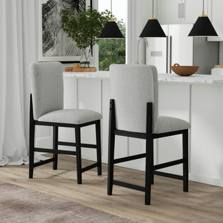 Portland - Square Back Fabric Barstool (Set of 2) - Gray / Black